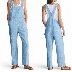 FAHERTY | 100% Linen Mechanic Style Overalls in Skyway Railroad Stripe XS